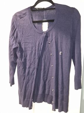 New York & Company Deep Navy Crew Neck Cardigan